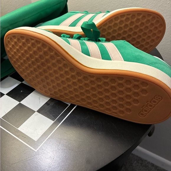 adidas Kids Green Suede Sneakers with Matching adidas Pouch - Picture 5 of 5